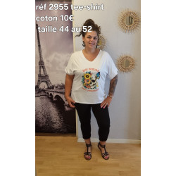 ref2955 t shirt cole V blanc