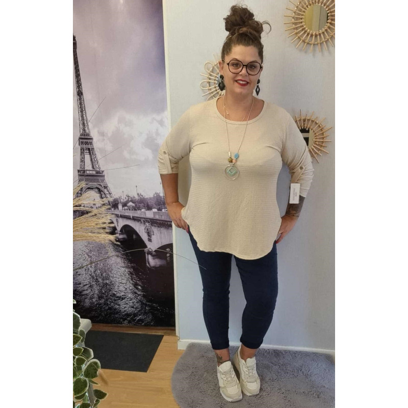 Pull gaufret avec collier Pull gaufret avec collier